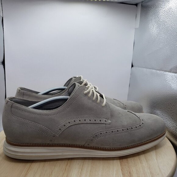 Cole Haan Original Grand Wingtip Oxford Shoes Gray Suede/Ivory Size 13 M C31447 - Picture 1 of 7